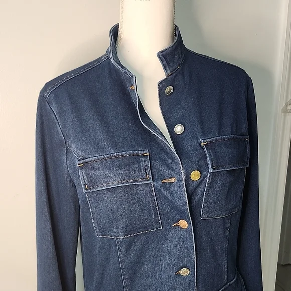 Anatomie Dark Blue Jean Jacket with Button Accents - Picture 2 of 6